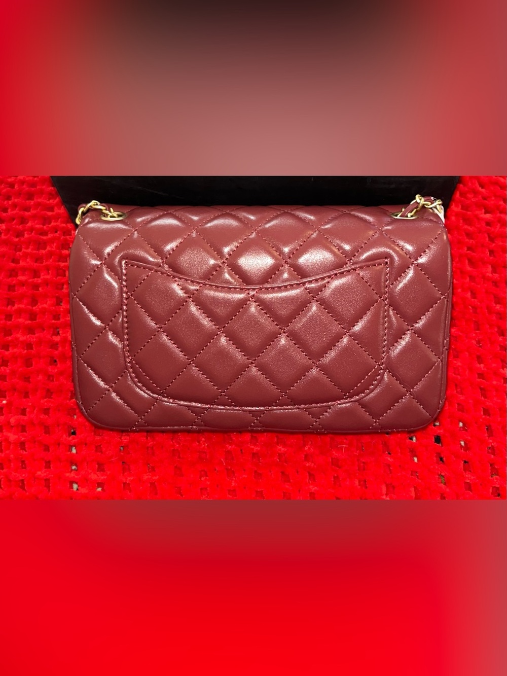 Quilted Lambskin Burgundy Crossbody Bag with Chain Strap